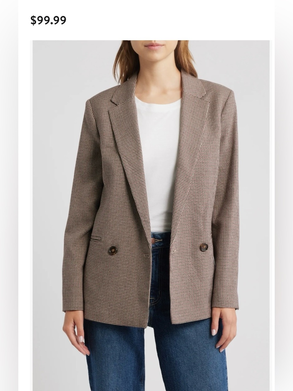 Mango Brown checked double-breasted jacket